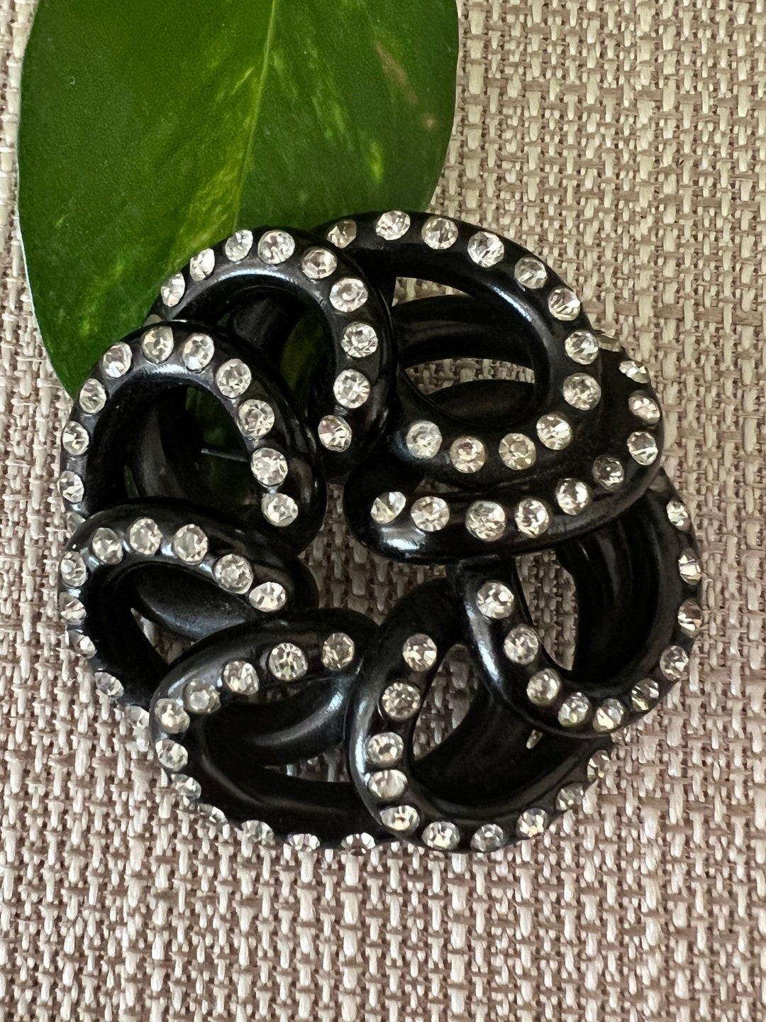 Art Plastic Vintage-retro Brooch /celluloid With Rhinestones Brooch ...