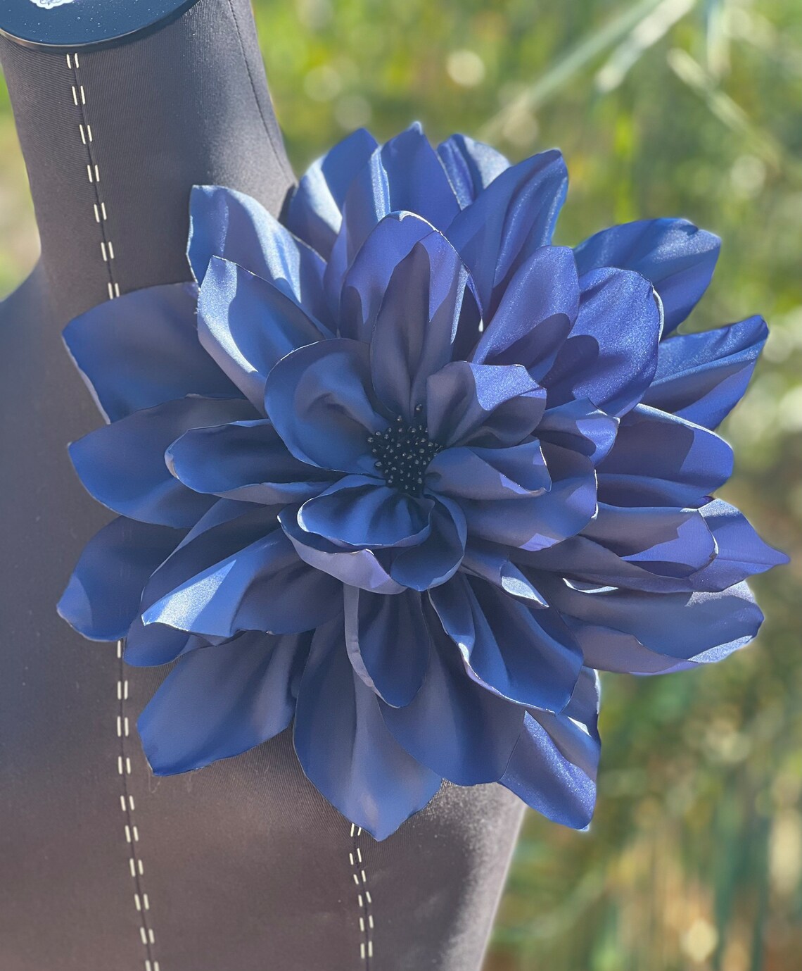 Navy Blue Pin Fabric /polyester Pin/ Flower/ Brooch/ Handmade Etsy