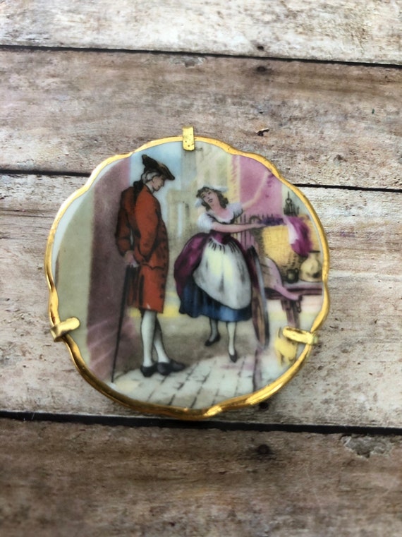 Signed Limoges Porcelain China brooch pins Made in Fr… Gem