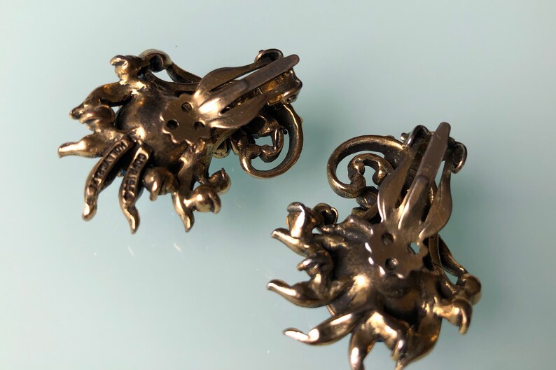 Vintage Hollycraft Multigem Clip On Earrings
