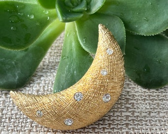 ヴィンテージ クリスチャン ディオール ムーン ブローチ テクスチャー