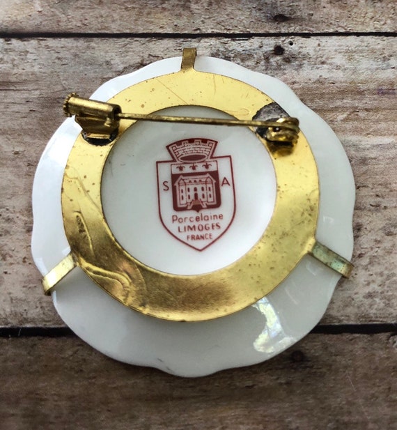Signed Limoges Porcelain China brooch pins Made in Fr… Gem