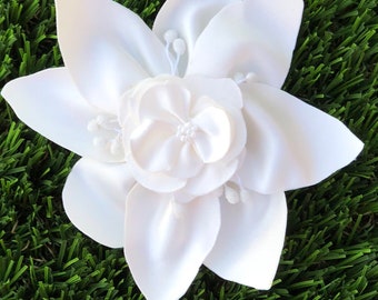 Wedding, Flower girl , Birthday,white hair pin, fabric flower, satin  pin hair flowers, flower girl, bridesmaid, birthday, party