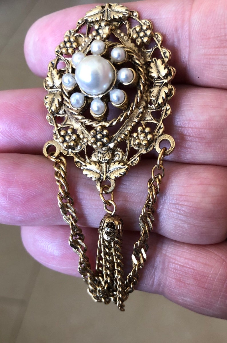 Vintage Mid Century/ Gold Tone Mesh Flower Metal Brooch/ Etsy