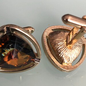 Rare cuff links  Swank in pentagon rhinestone watermelow rival, filigree gold tone vintage Mens accessories