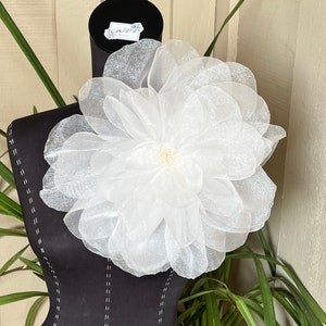 Light Beige Pin Fabric /Organza Pin Flower/ Brooch/ Handmade Wedding Accessory/ Party/Couture Statement Piece/Bridesmaid/ Oversized Flower