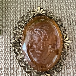 Vintage Cameo Brooch, Unsigned  Whiting &Davis Cammeo, Gift for her