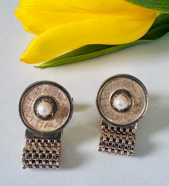 Paire De Boutons De Manchette Vintage En Nacre - Occasion, Sans Marque, Pour Costume élégant