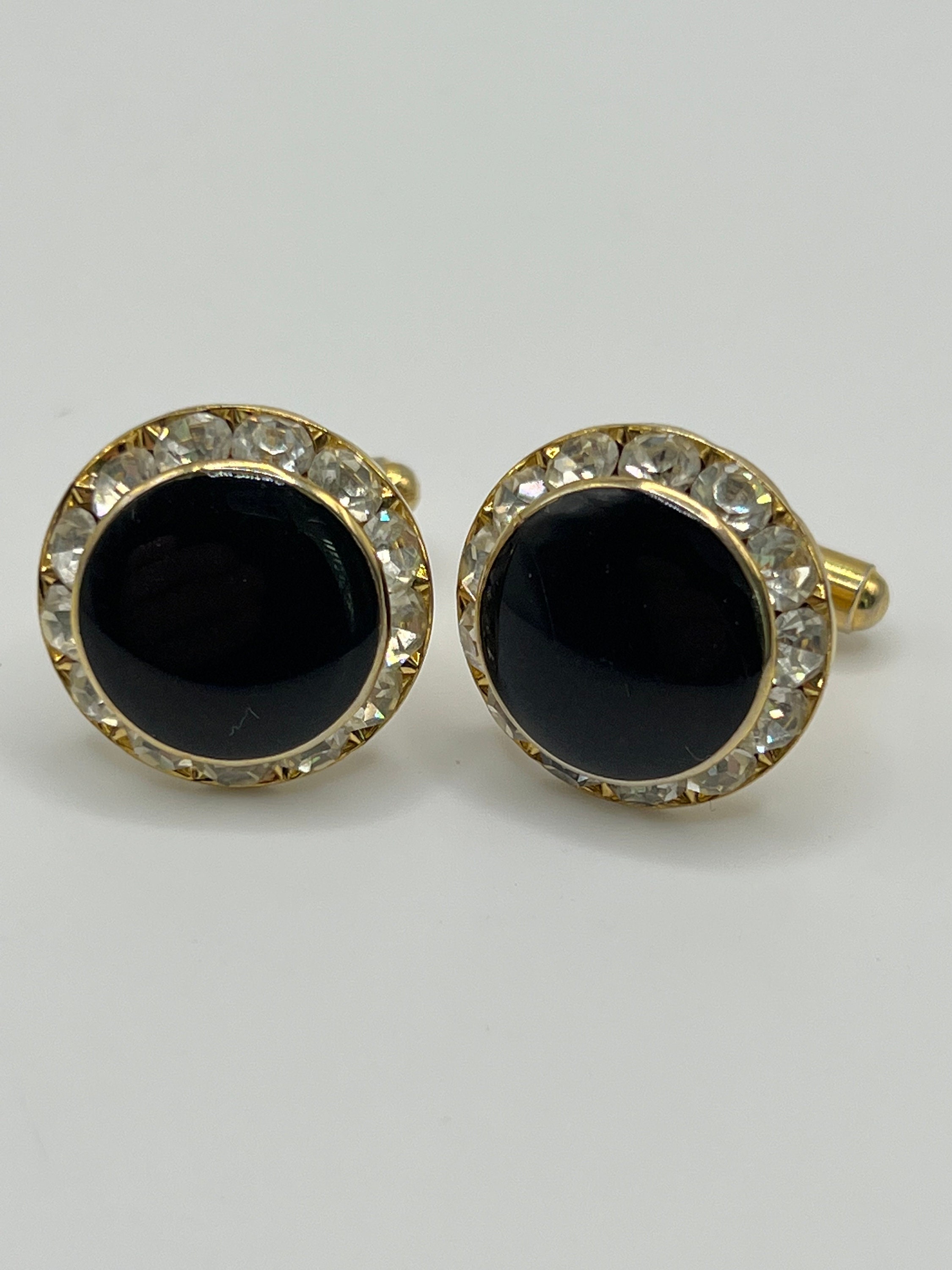 Boutons De Manchette Vintage Or - Cabochon Rouge Central - Occasion Très Bon état - Accessoire élégant Rétro