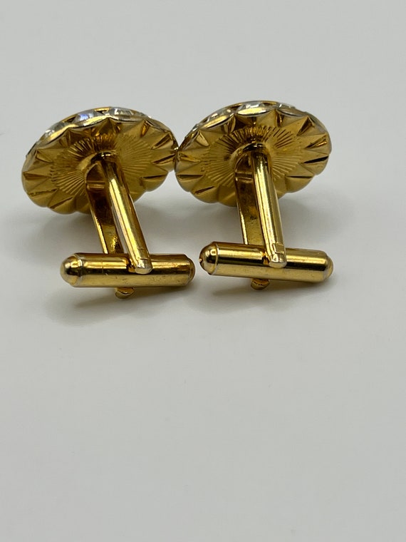 Boutons De Manchette Vintage Psychédéliques Années 70 - Strass Sur Métal Doré, Unisexe