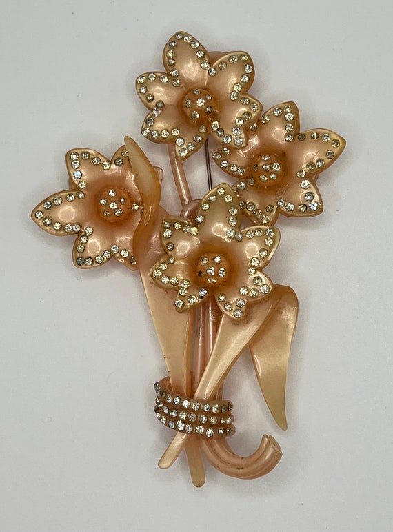 Large flower Brooch/ Vintage plastic flower with … - image 5