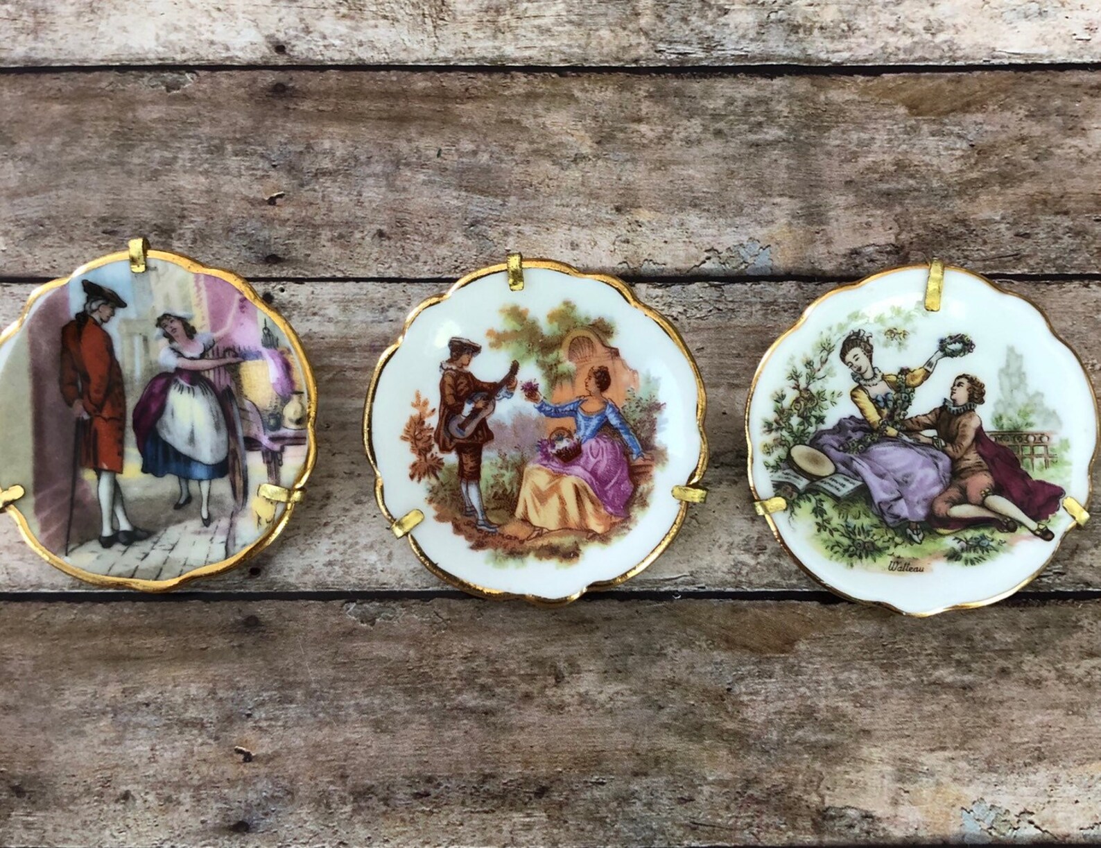 Signed Limoges Porcelain China Brooch Pins Made in France Set Etsy
