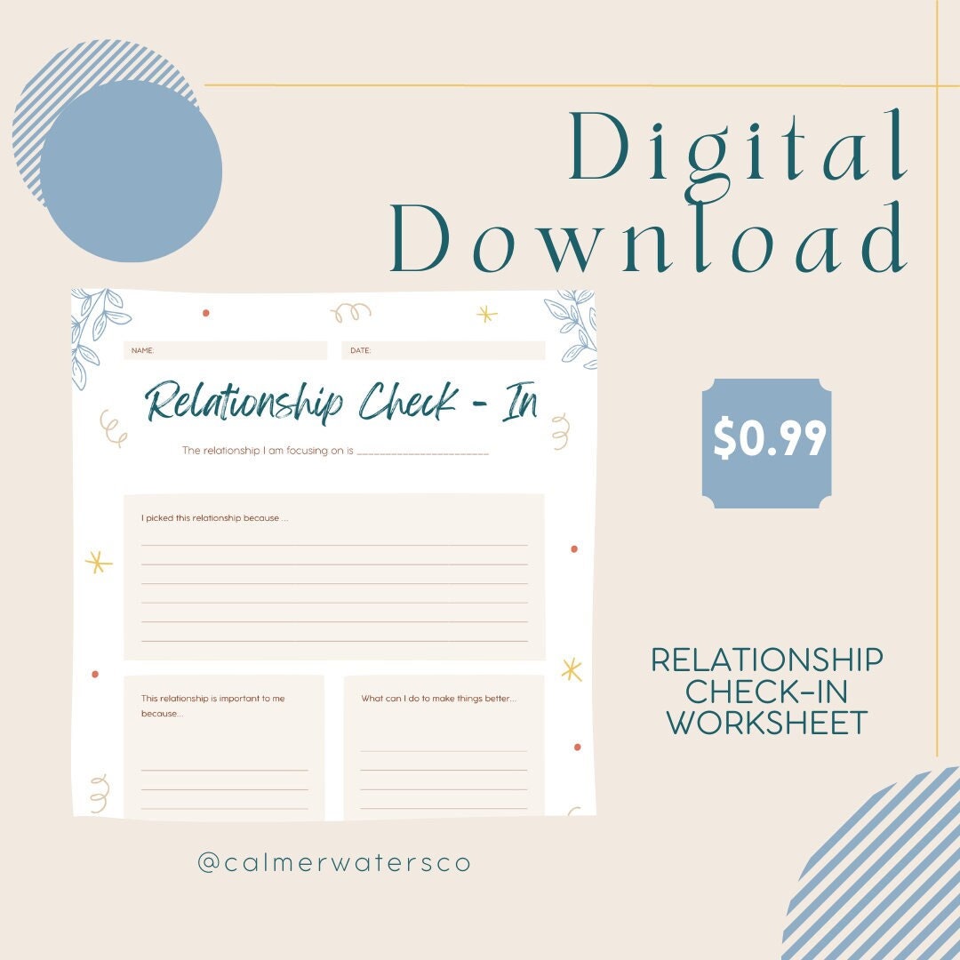 Relationship Check in Worksheet Etsy