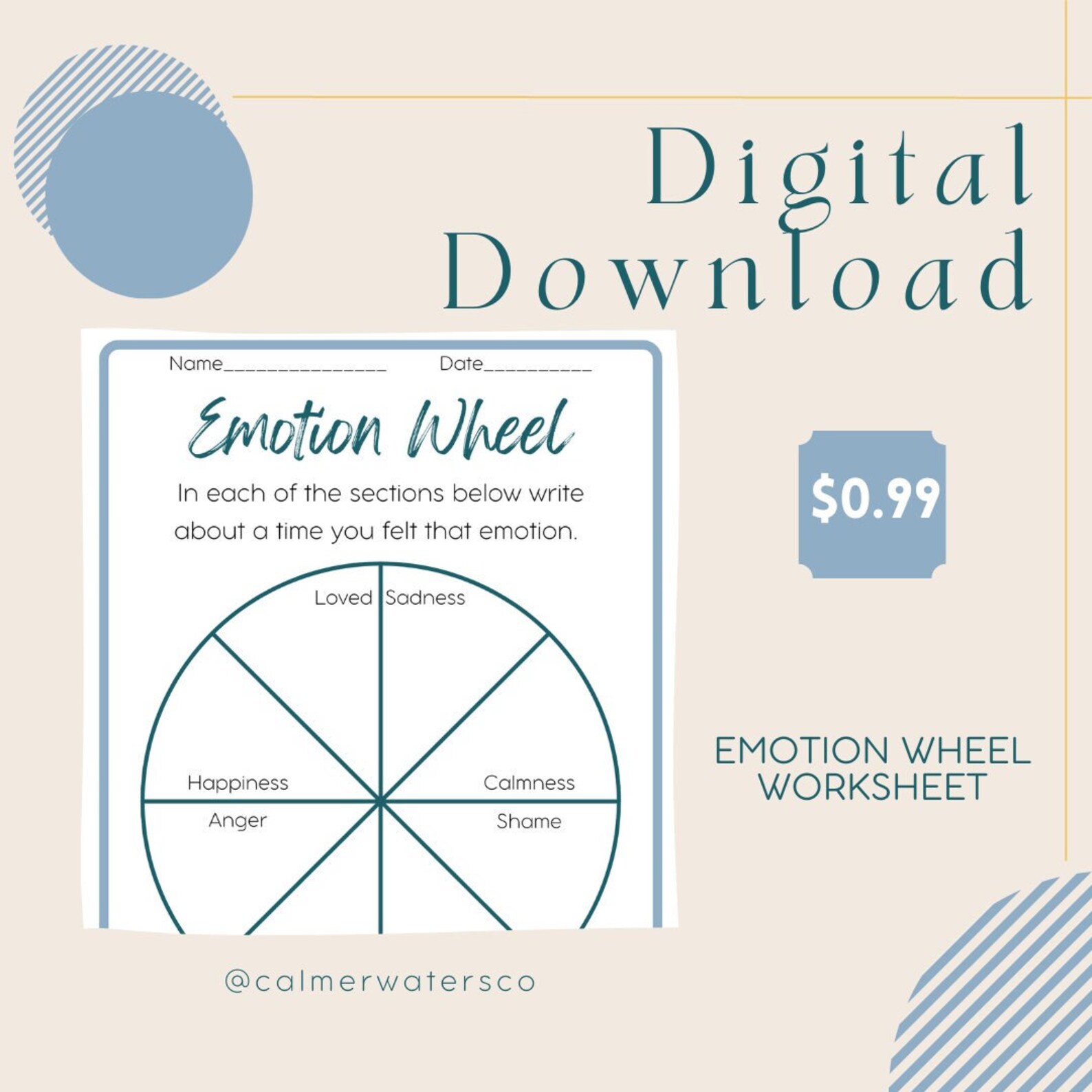 Emotion Wheel Worksheet Etsy