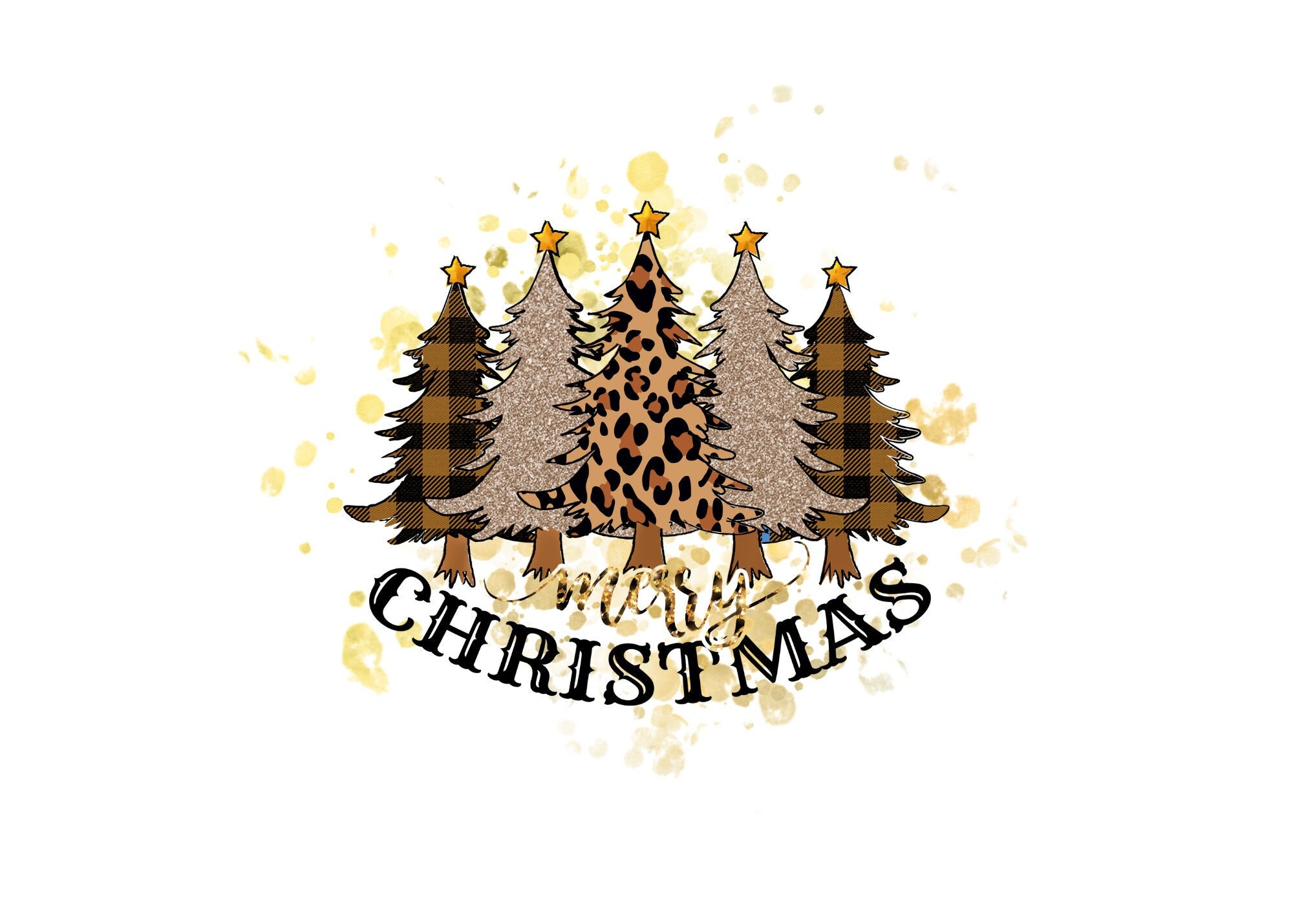 Merry Christmas Animal Print Christmas Trees PNG Etsy