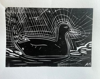 Duck Spirit woodcut