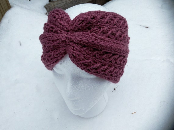 HAND CROCHETED VARIOUS COLOURS EARWARMER//HEADWRAP DUSKY PINK – NEWBORN