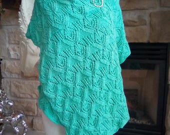 Hand Knit Lace Shawl/Wrap