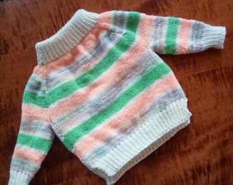 Child's Size 1-2 Hand Knit Striped Pullover Sweater