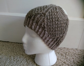Hand Knit Textured Beanie Hat Size Child To Adult Small