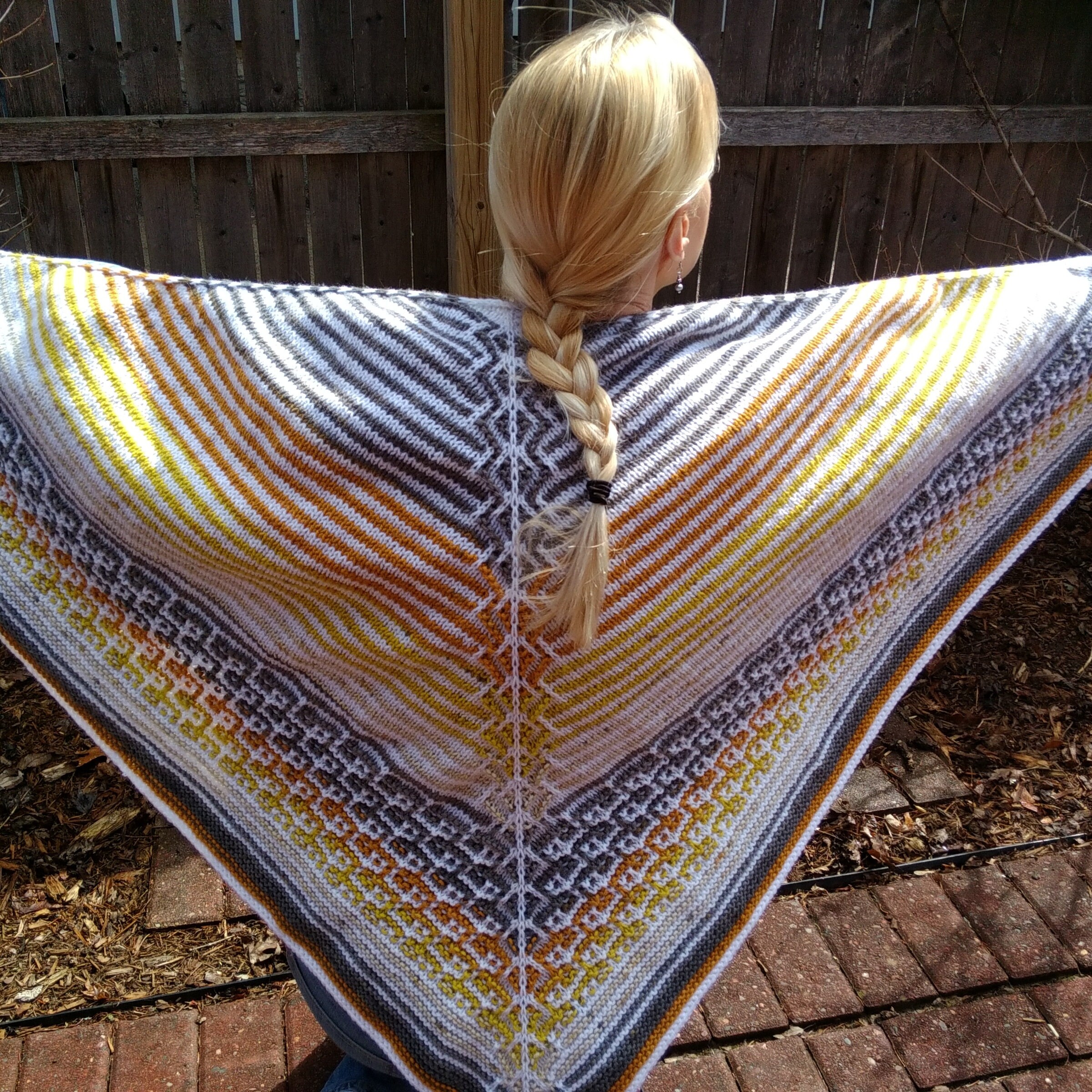 Hand Knit Patterned Multicolored Triangular Wrap/shawl Etsy