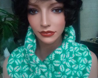 Hand Knit Patterned Twisted Cowl/Scarf