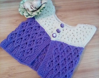 Hand Knit Size 12 Months Lacey Purple Cardigan