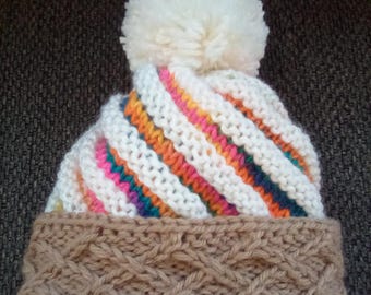 Hand Knit Ice Cream Swirl Hat/Beanie Size 6-12 mo.