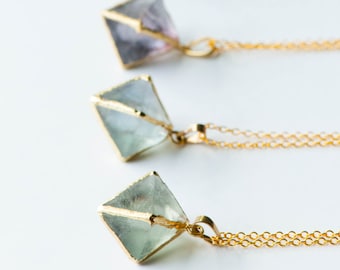 Rough Fluorite necklace,Raw Fluorite Necklace,Rainbow Fluorite,Fluorite Point Necklace,Raw Crystal Jewelry,Healing Crystal Necklace,Fluorite
