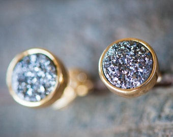 Druzy Ohrstecker,Tiny Druzy Ohrstecker,Gold Silber Druzy,Runde Druzy Ohrringe,Drusy Ohrstecker,Druzy Schmuck,Drusy Schmuck,Roh Druzy Bolzen