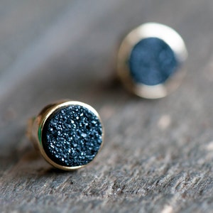 Black Druzy Earrings,Druzy Stud Earrings,Gold Druzy Earrings,Round Druzy Earrings,Raw Druzy Studs,Drusy Studs,Druzy Jewelry,Bridal Jewelry