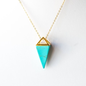 Turquoise Triangle Necklace,Turquoise Pendant Necklace,Turquoise Necklace,Geometric Jewelry,Gold Triangle Necklace,Howlite Pendant Necklace