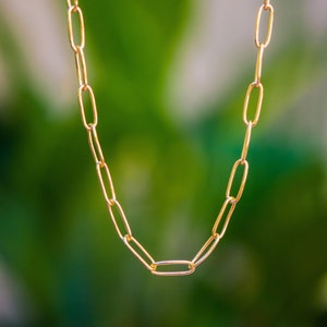 Gold Link Necklace, Chunky Gold Necklace, Gold Link Chain Necklace, Rectangle Link Chain Necklace, Paper Clip Necklace, Big Link Necklace