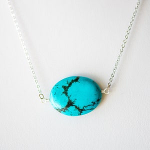 Rohe Türkis Halskette Türkis Halskette Silber Türkis Halskette, Türkis Halskette, blau Türkis Stein, Dezember Birthstone, blau