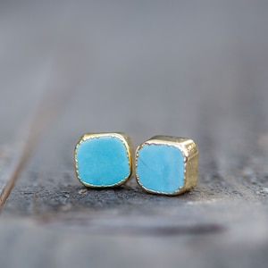 Turquoise Studs,Turquoise Stud Earrings,Blue Studs,Turquoise Jewelry,Genuine Turquoise Studs,Triangle Stud Earrings,Gemstone stud earrings