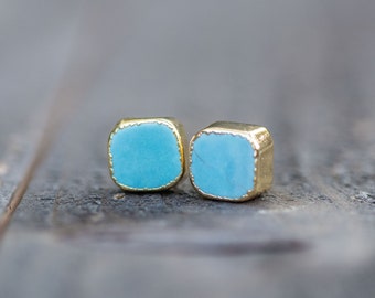 Puces d'oreilles turquoise, Puces d'oreilles turquoise, Puces d'oreilles bleues, Bijoux turquoise, Puces d'oreilles turquoises, Puces d'oreilles triangle, Puces d'oreilles en pierres précieuses