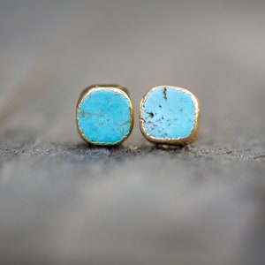 Turquoise Stud Earrings,Turquoise Earrings,Turquoise studs,Turquoise Post Earrings,Turquoise Jewelry,Stone Stud, Turquoise Stud,Blue studs image 1