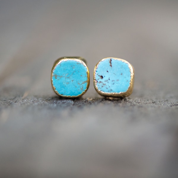Large Sterling and Turquoise Scalloped Studs main image 1