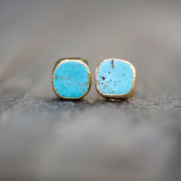 Turquoise Stud Earrings,Turquoise Earrings,Turquoise studs,Turquoise Post Earrings,Turquoise Jewelry,Stone Stud, Turquoise Stud,Blue studs