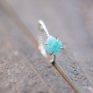 Raw Gemstone Ring, Aquamarine Ring, Gemstone Ring, Silver Ring, Raw Aquamarine Ring, Crystal Ring, Silver Gemstone Ring, Adjustable Ring