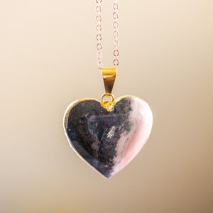 Gemstone Heart Necklace,Jasper Heart Necklace,Heart Shaped Crystal Pendant Necklace,Crystal Heart Necklace,Jasper Jewelry,Jasper Necklace