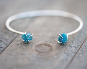 Edelsteen armband, ruwe stenen armband, zilveren manchetarmband, edelsteen manchet, edelsteen manchetarmband, zilveren armband, ruwe stenen sieraden
