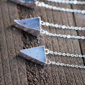 Silver Druzy Necklace, Silver Druzy Jewelry,Druzy Triangle Necklace,Druzy Stone Geode Necklace,Small Druzy Pendant Necklace, Druzy Jewelry