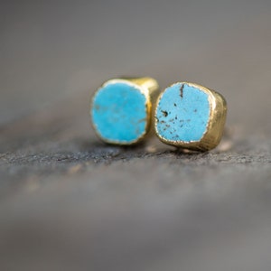 Turquoise Stud Earrings,Turquoise Earrings,Turquoise studs,Turquoise Post Earrings,Turquoise Jewelry,Stone Stud, Turquoise Stud,Blue studs image 3
