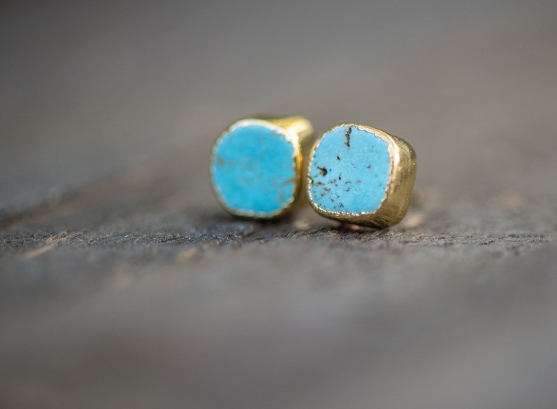 Turquoise Stud Earrings,Turquoise Earrings,Turquoise studs,Turquoise Post Earrings,Turquoise Jewelry,Stone Stud, Turquoise Stud,Blue studs image 3