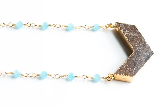 Druzy Bar Necklace, Chevron Druzy Necklace, Gold Druzy Bar Necklace,Drusy necklace,Horizontal Druzy Bar Necklace,Druzy drusy,Chevron Jewelry