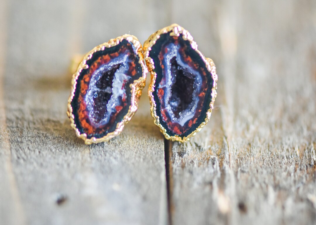 Geode Earrings,geode Stud Earrings,rough Geode Earrings,raw Geode ...