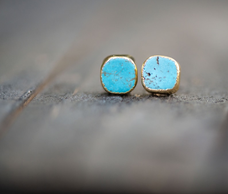 Turquoise Stud Earrings,Turquoise Earrings,Turquoise studs,Turquoise Post Earrings,Turquoise Jewelry,Stone Stud, Turquoise Stud,Blue studs image 1