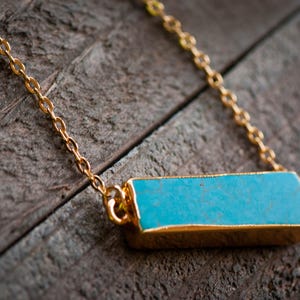 Turquoise Bar Halskette, Türkis Halskette, Gold Bar Halskette, Brautjungfer Geschenke, Brautschmuck, Edelstein Halskette, Türkis Slab Halskette