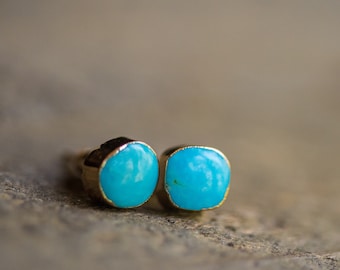 Raw Turquoise Earrings,Raw Blue Earrings,Turquoise Stud Earrings,Blue Turquoise Jewelry,Tiny Stud Earring,Dainty Jewelry,December Birthstone